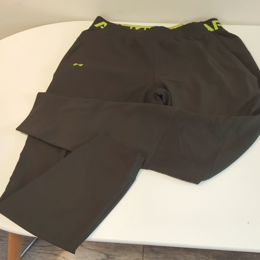 Under Armour Dark Green Joggers with Neon Accents